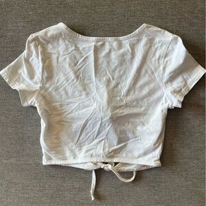 Cropped white tee with backless ties size S